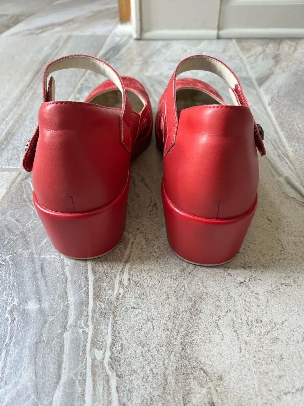 Alegria Hayes Ruby Breeze Leather Wedge Heel Mary Jane Shoes, Size 43